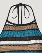 multi stripe halter neck knit like top