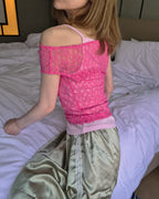 lace sheer french sleeve top