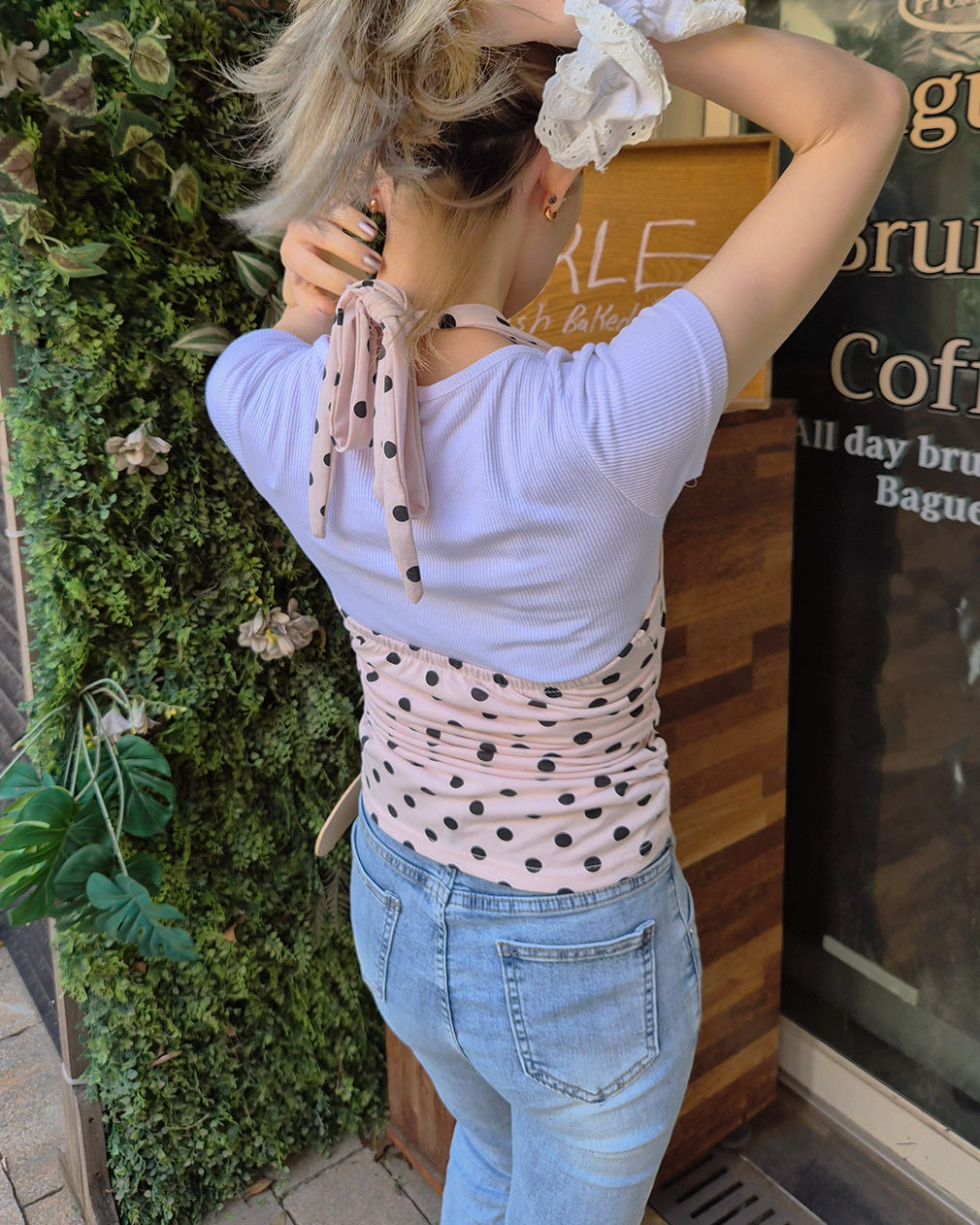 polka dot halter neck bustier