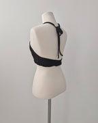 velvet sheer halter neck bustier