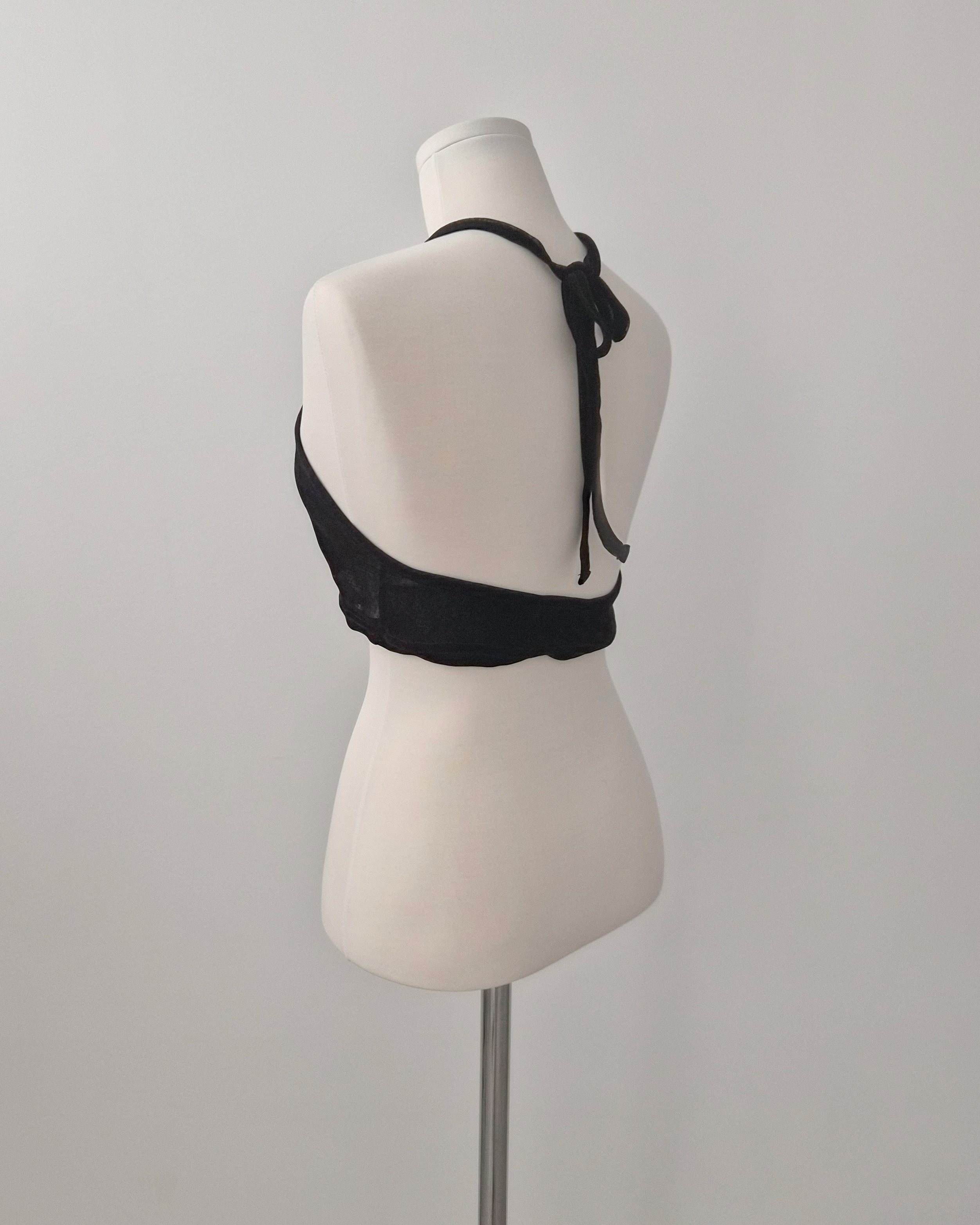 velvet sheer halter neck bustier