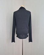 wrap drape neck long sleeve top