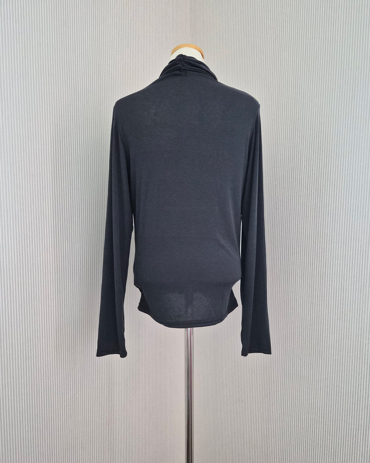 wrap drape neck long sleeve top