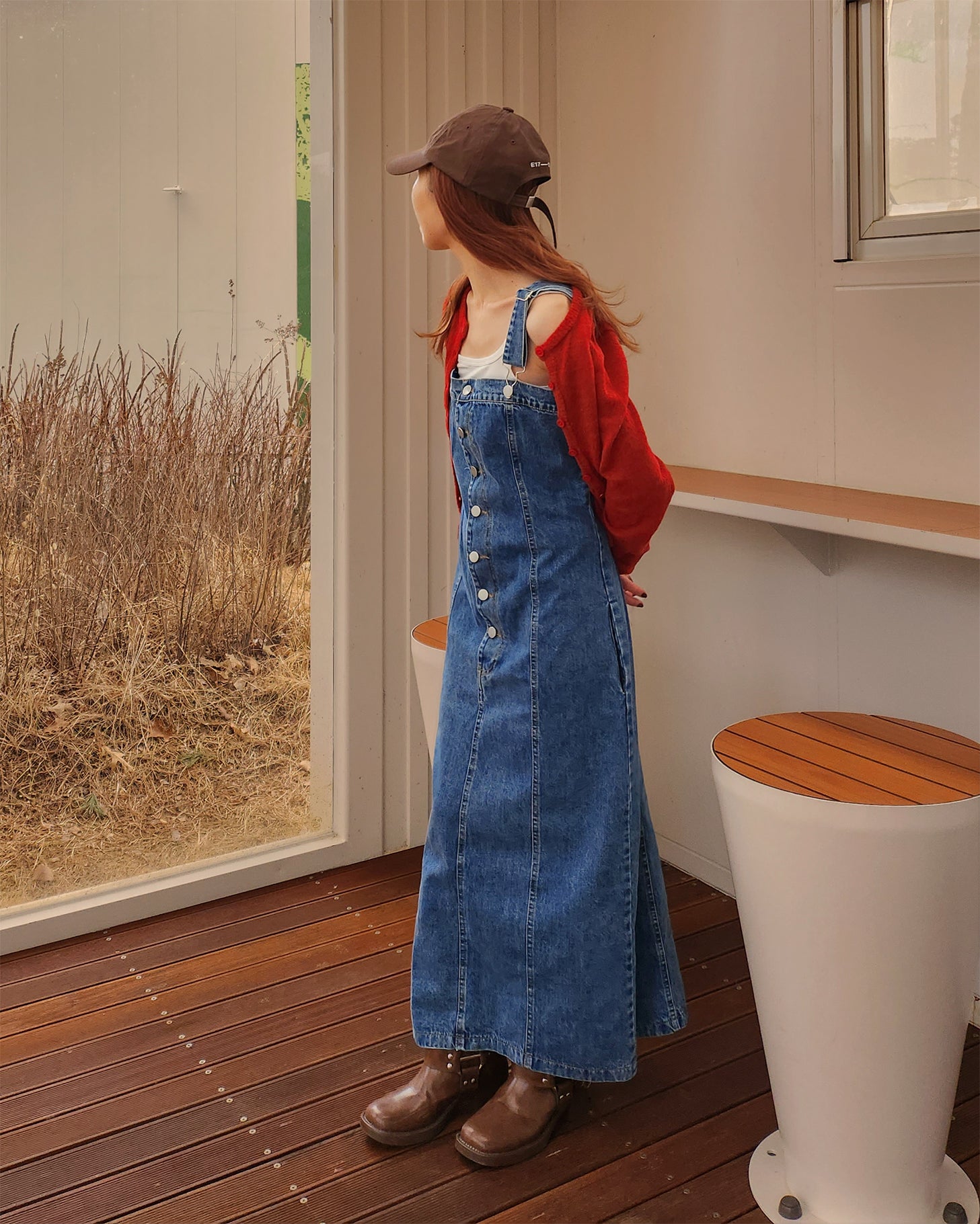 denim salopette long dress