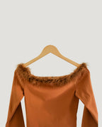 fur off shoulder top