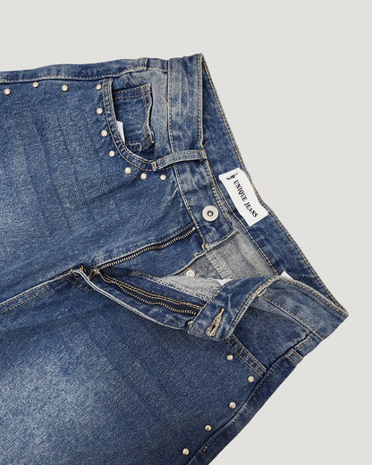 side studs wide denim