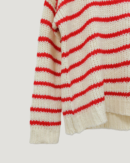 sailor collar stripe overfit knit
