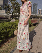 flower frill long dress