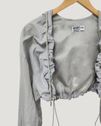 shirring bolero hood nylon blouson