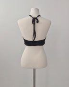velvet sheer halter neck bustier