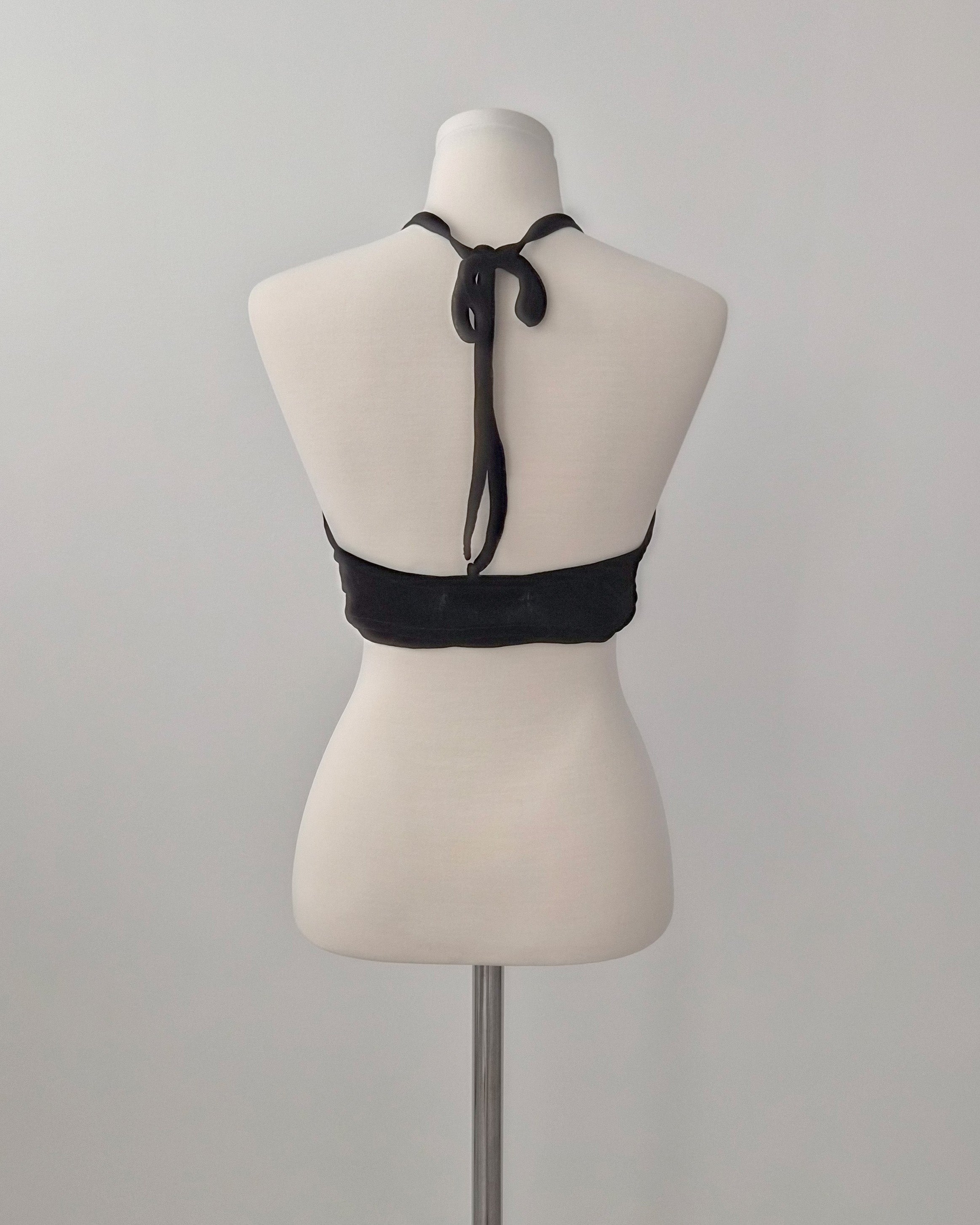 velvet sheer halter neck bustier