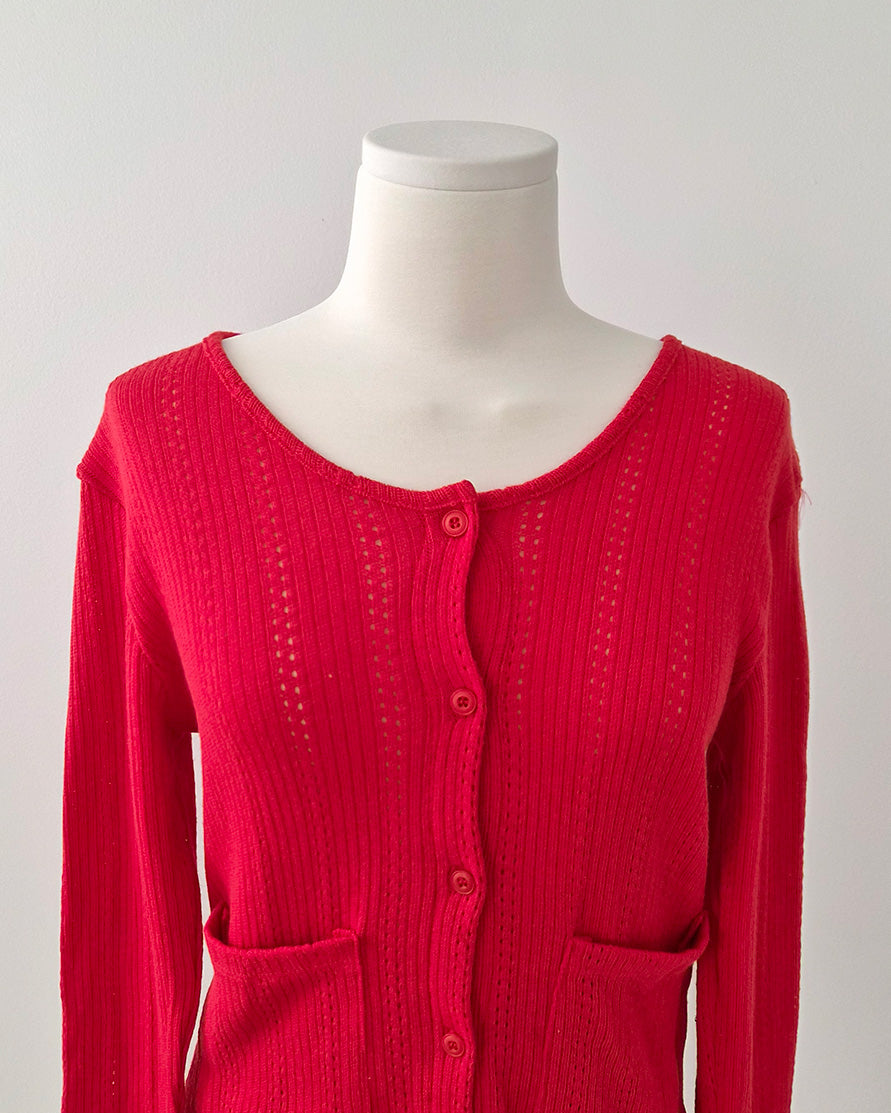 pocket point round neck cardigan