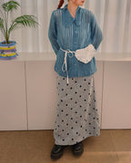 star pattern knit long skirt