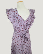 rose pattern frill long dress