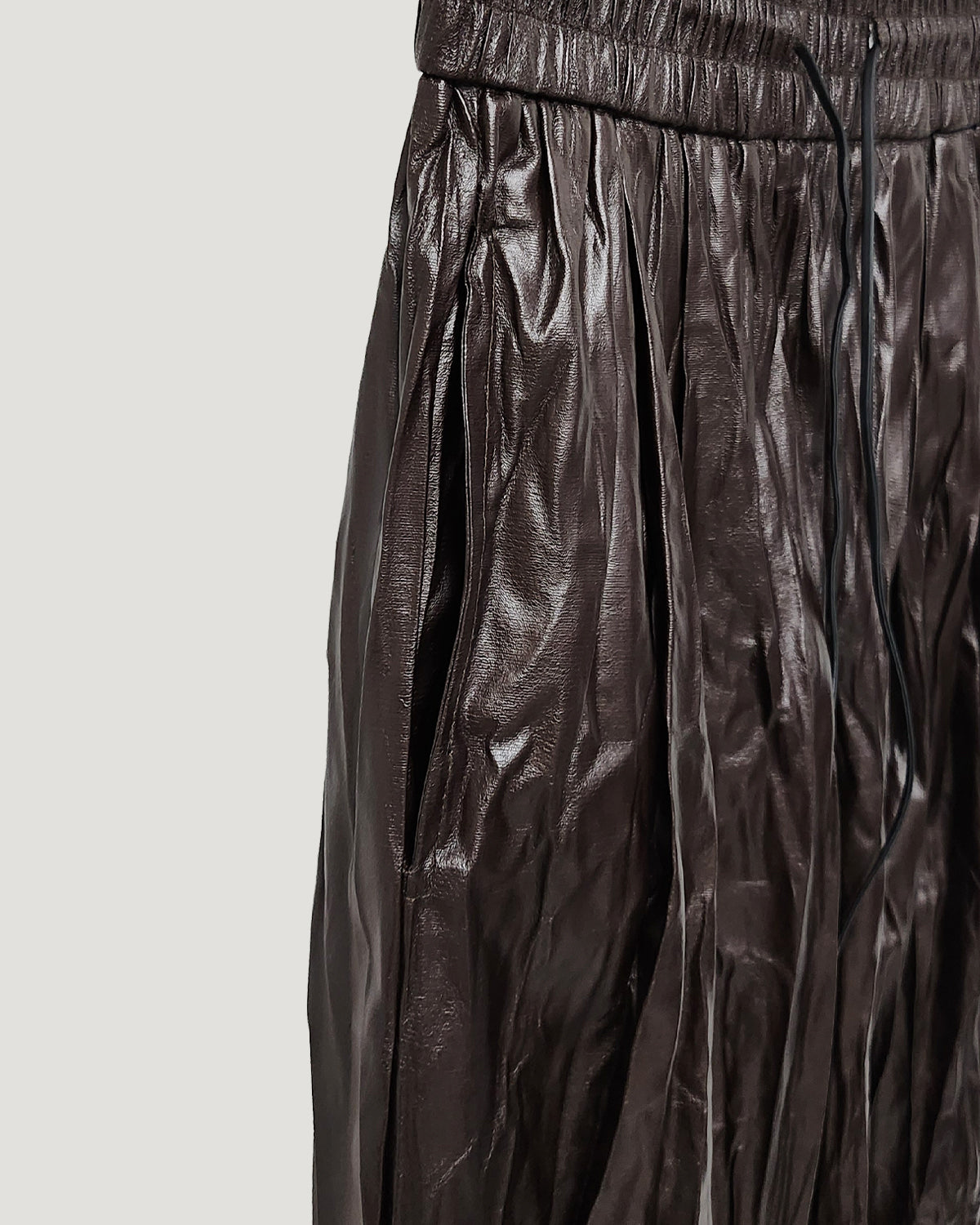 wrinkle faux leather wide pants