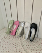 ribbon rounded square toe shoes