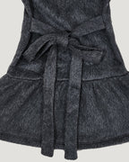 fur back ribbon mini dress