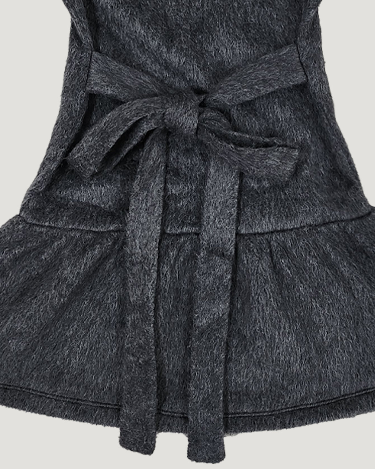 fur back ribbon mini dress