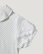 dot puff sleeve collar T