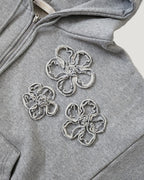 flower motif sweat zip hoodie