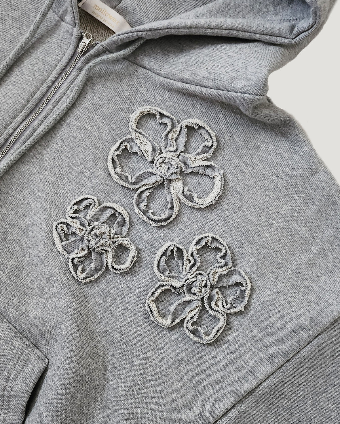 flower motif sweat zip hoodie