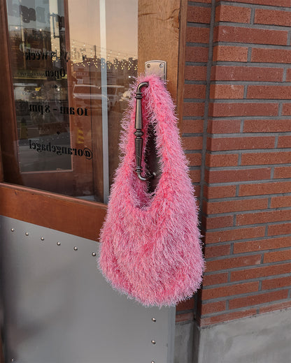 fringe fur tote bag