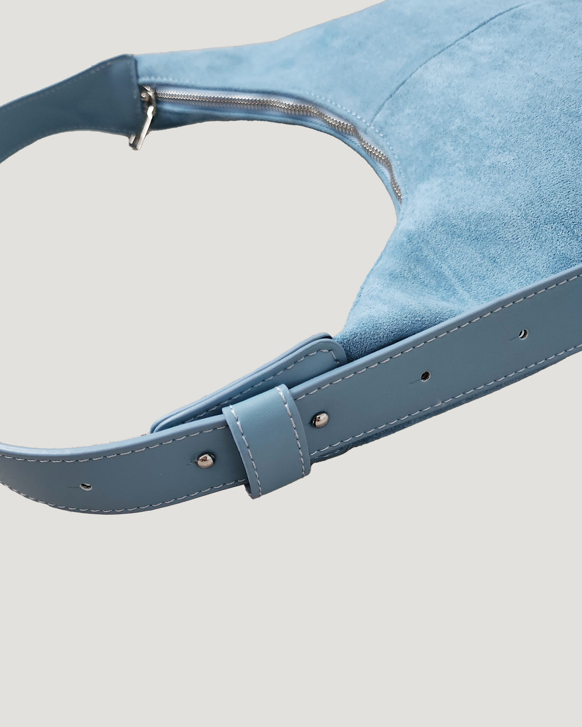 faux suede half moon bag