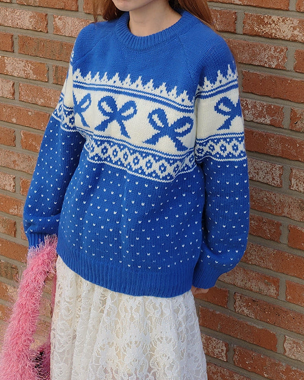 ribbon nordic pattern knit