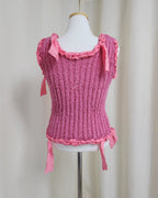 ribbon piping sleeve less knit
