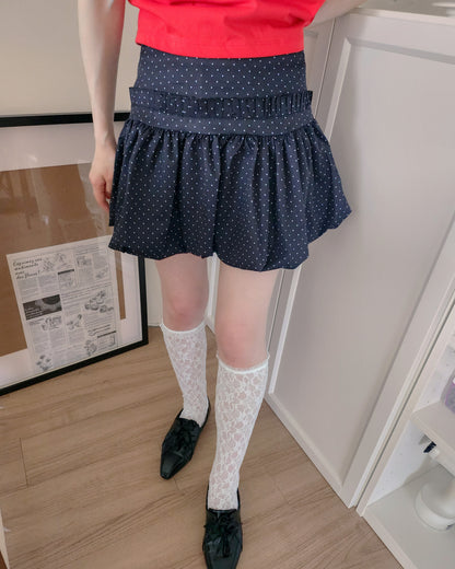 dot frill balloon mini skirt