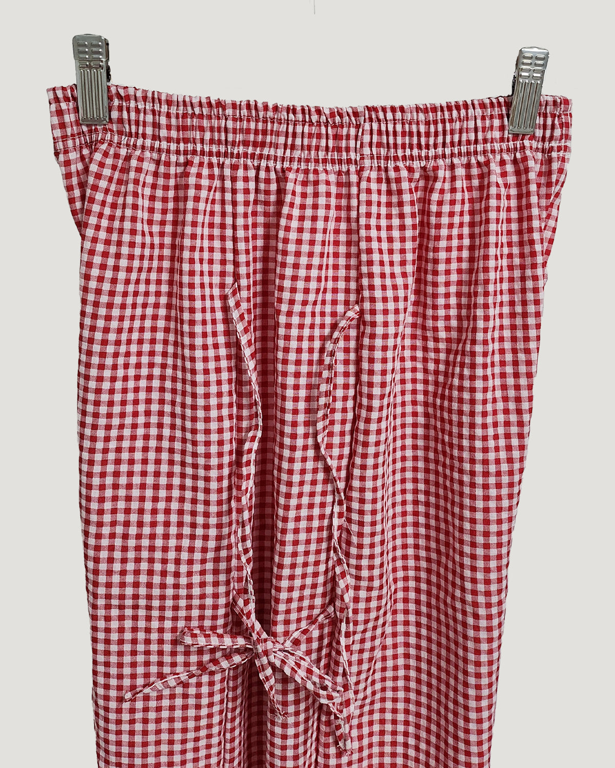 gingham check ribbon pants