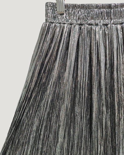 metallic accordion pleated skirt