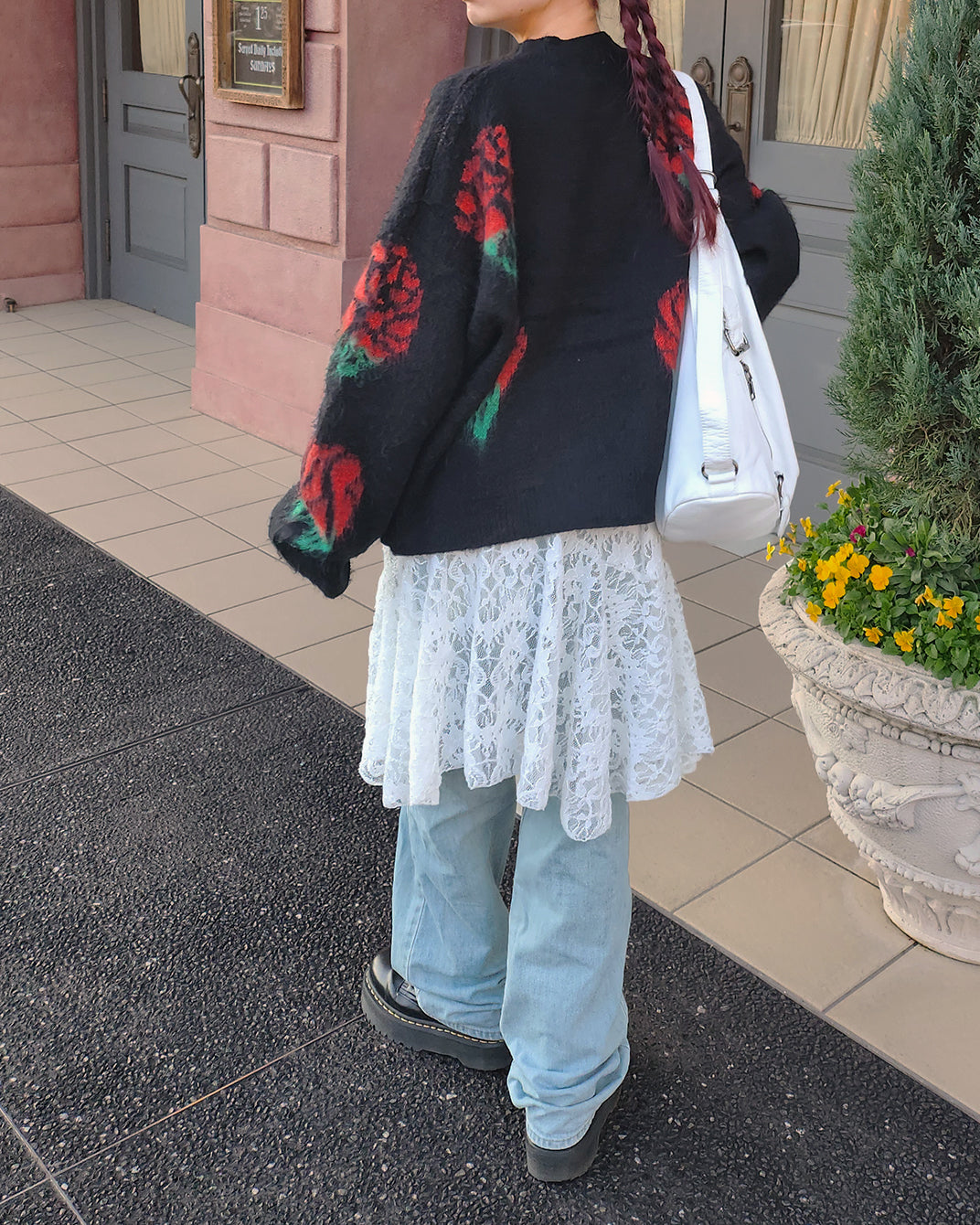 rose knit pullover