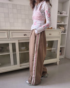 red line wide track pants