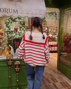 sailor collar stripe overfit knit