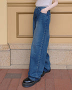 side studs wide denim