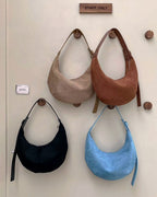 faux suede half moon bag