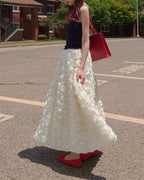 rose volume flare skirt