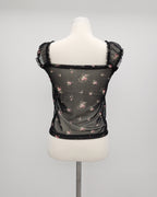 flower sheer puff blouse