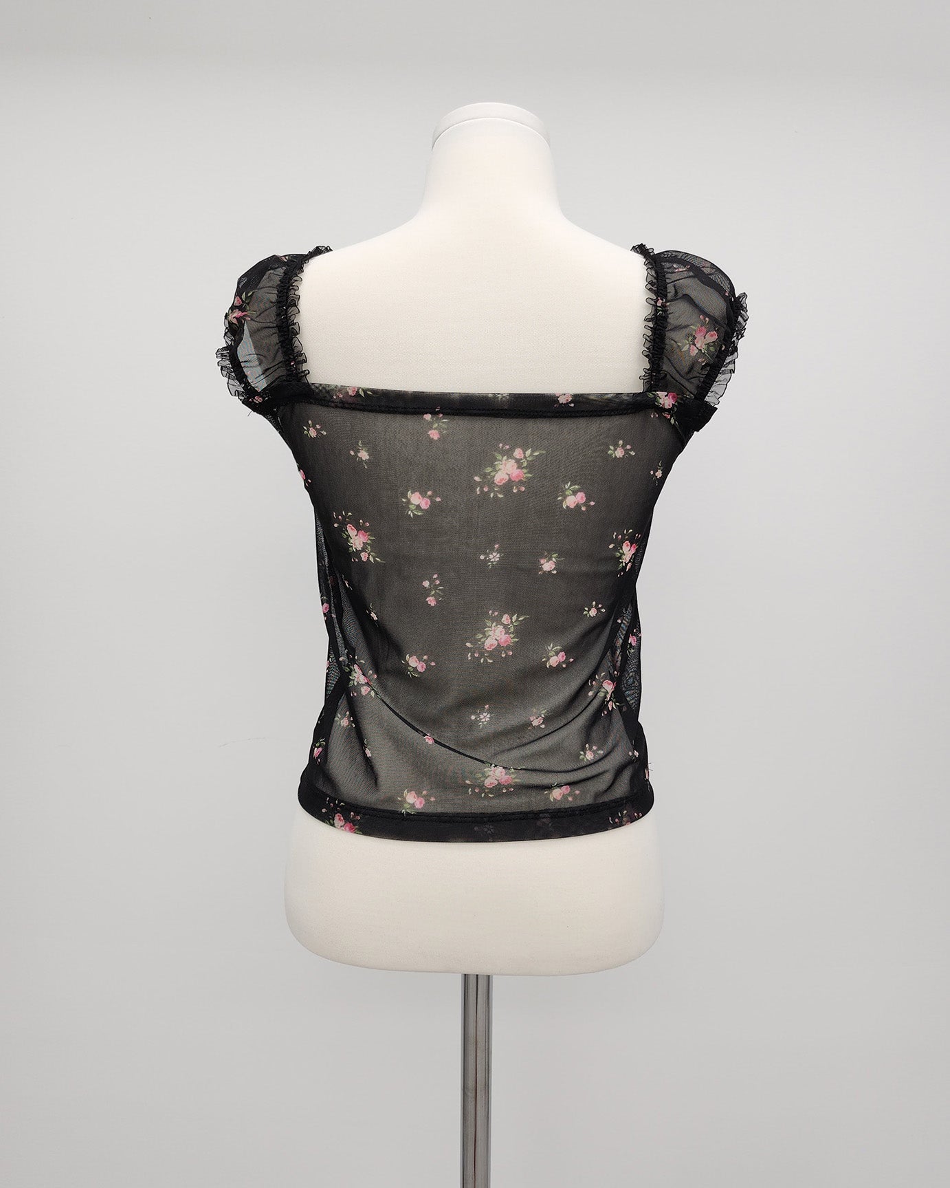 flower sheer puff blouse