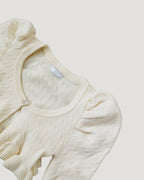 short puff sleeve frill knit cardigan