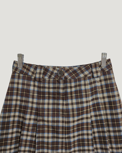 check pleated mini skirt