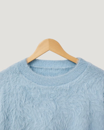 round neck shaggy knit