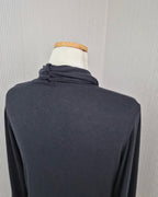 wrap drape neck long sleeve top