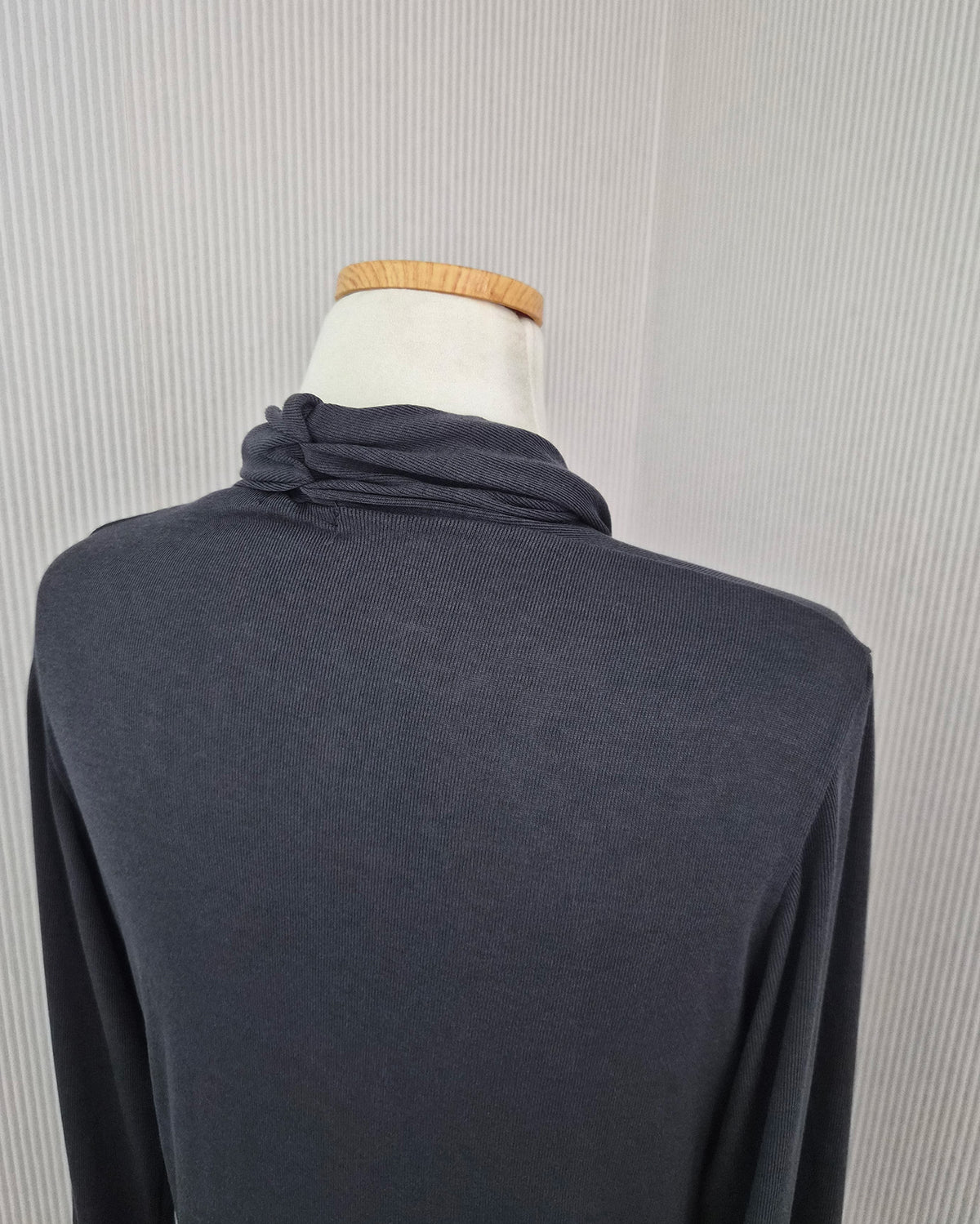 wrap drape neck long sleeve top