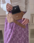 faux suede pocket wide belt