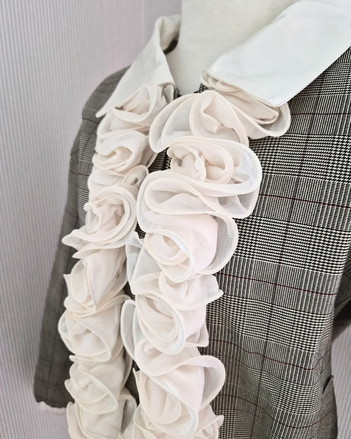 glen check frill jacket