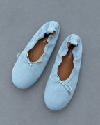 ribbon faux suede flat shoes