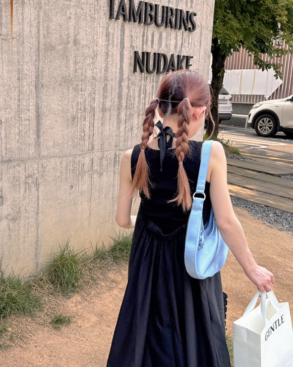 halter neck back open long dress