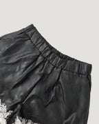 fake leather lace point short pants
